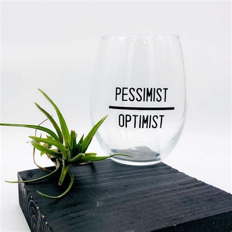 Pessimist Optimist Stemless Wine Glass Half Empty Half Full Etsy
