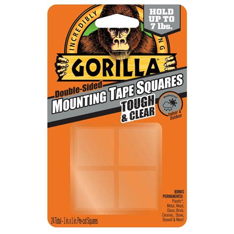 Gorilla Glue 1 Double Sided Mounting Tape Squares 24 Pre Cut Pieces