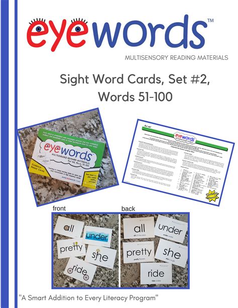 Eyewords Multisensory Sight Word Cards Set 2 Words 51 100 Hard Good