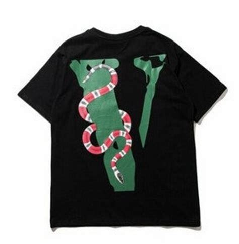 New Men Black Shirt Vlone Friends Green Snake Printed T Shirt Etsy