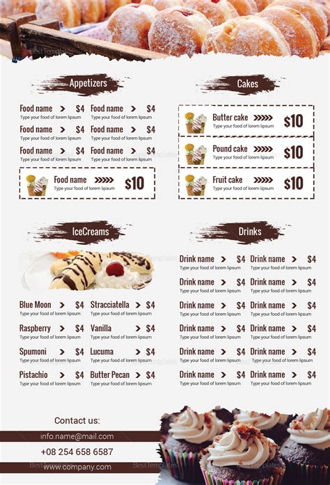 Bakery Menu Table Tent Design Template In Psd Word Publisher