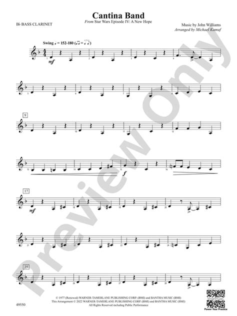 Cantina Band B Flat Bass Clarinet B Flat Bass Clarinet Part Digital