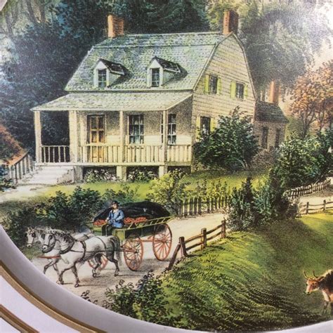 Currier And Ives American Homestead Summer Oval Metal Tray Etsy