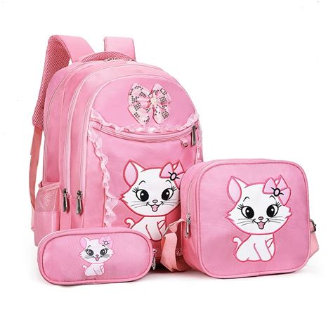 Cute Cat Printing Lace Backpack Lightweight Princess School Bag Kids