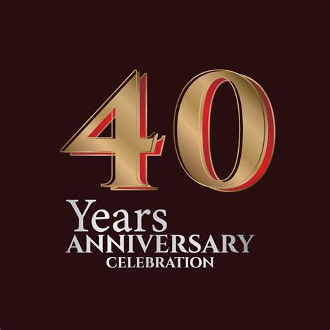 40th Years Anniversary Logo Gold And Red Colour Isolated On Elegant