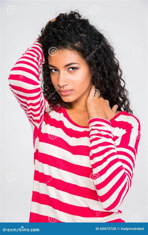 Portrait Of A Charming Afro American Woman Stock Photo Image Of