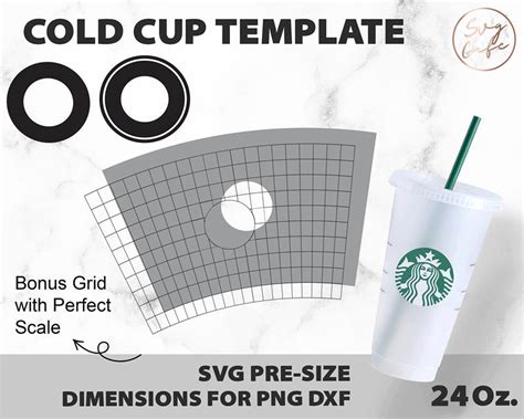 Template Svg Pre Size For Venti Cold Cup 24 Oz Starbucks Cup Etsy Canada