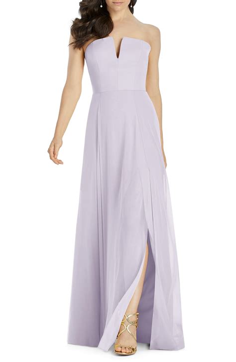 Lyst Dessy Collection Strapless Chiffon Evening Dress In Purple