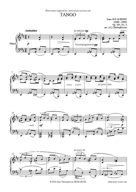 Piano Music Sheets Tango In D 165 By Isaac Albeniz Piano Digital Download Ubicaciondepersonas