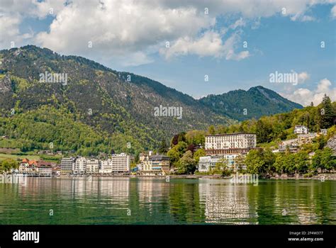 Lakefront Of Brunnen At The North Shore Of Lake Lucerne Switzerland Stock Photo Alamy