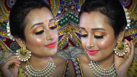 Traditional Indian Wedding Guest Makeup Tutorial Saree Makeup Look Youtube
