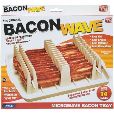 New Emson Bacon Wave Microwave Bacon Cooker Tray Cooks 14 Slices Free