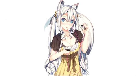 White Hair Anime Girl Animal Ears Anime Wallpaper Hd