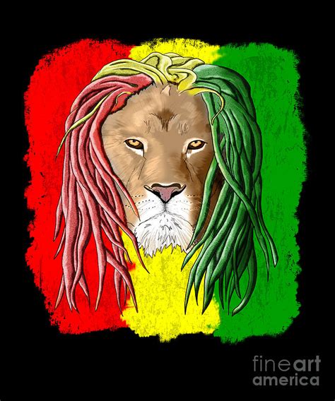 Rasta Reggae Lion And Flag For Rastafarian Digital Art By Macdonald