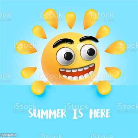 Highly Detailed Happy Sunny Emoticon Vector Illustration Stock