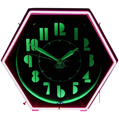 1940's dr pepper neon clock sold. Cleveland Hexagonal Art Deco Neon Clock with Fully ...