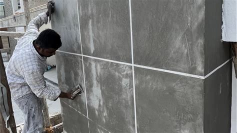 How To Make Cement Wall Texture Exterior Concrete Finish Full Process