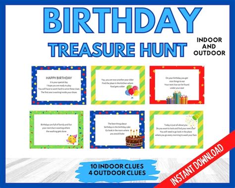 Birthday Treasure Hunt Clues Birthday Scavenger Hunt Clues Kids