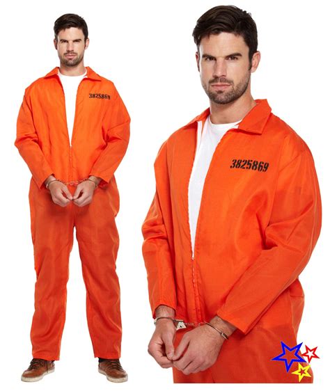 buy classic orange prisoner overall jumpsuit boiler suit convict prison inmate fancy dress
