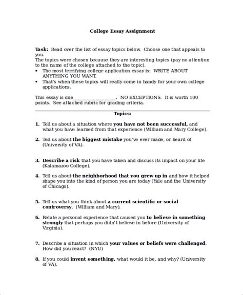 Free 7 Sample College Essay Templates In Ms Word Pdf