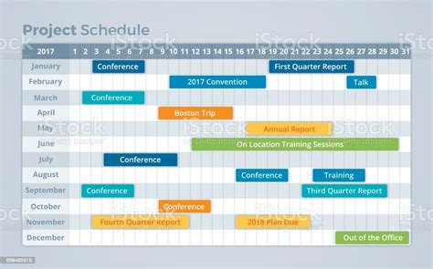 Project Schedule Calendar Timeline Stock Vector Art 659485918 Istock