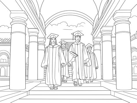 Graduation Cap And Gown Coloring Coloring Page
