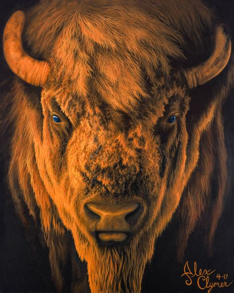 Bison Painting Buffalo Painting American Bison Close Up