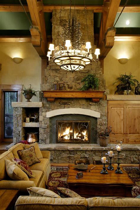 If you're unsure about how to decorate a living room then this guide is for you! Edgewood Custom Log Homes - Grand Fireplace | Rustic house ...