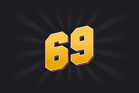 Number 69 Vector Font Alphabet Yellow 69 Number With Black Background