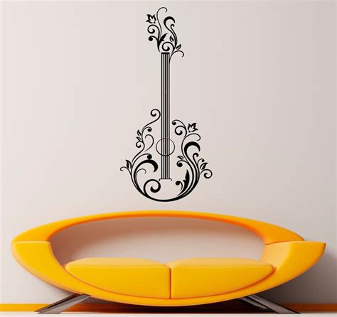 Guitar Wall Decal Wall Vinyl Sticker Musical Instrument Home Etsy