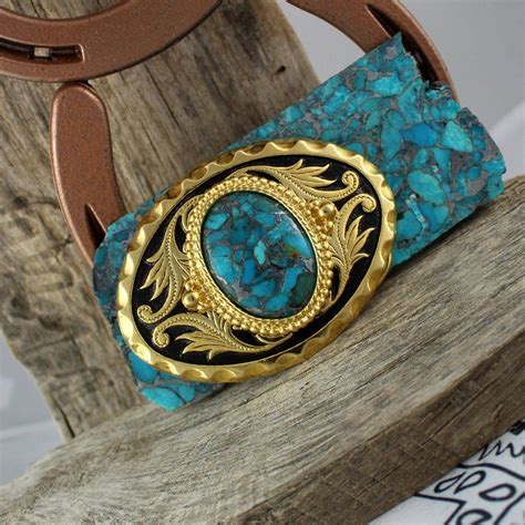 Mohave Blue Turquoise Belt Buckle Western Style Belt Buckle Etsy