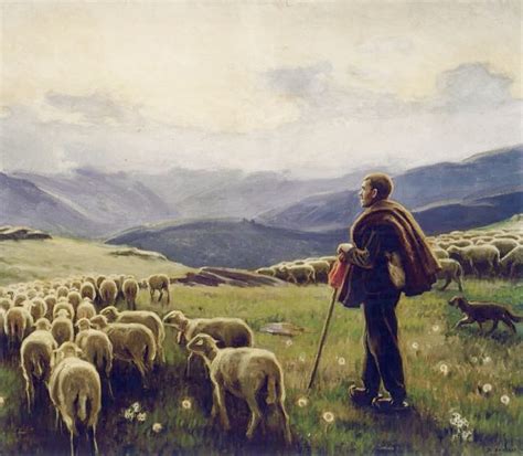 Pastor con rebaño de ovejas 1934 Pastor de ovejas Arte de ovejas