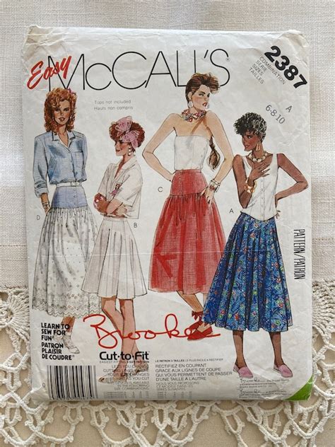 80s Brooke Shields Skirt Vintage Sewing Pattern Size Etsy