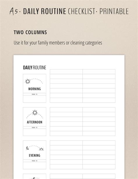 Daily Routine Planner Printable Flylady Morning Routine Checklist