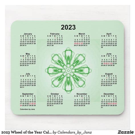 2023 Wheel Of The Year Calendar By Janz Green Mouse Pad Zazzle In