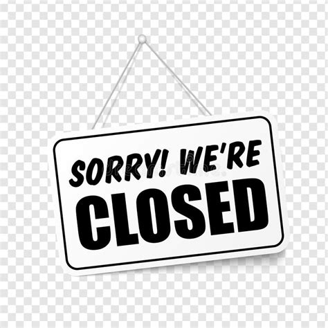 Sorry We Are Closed In Signboard With A Rope On Transparent Background