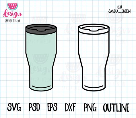 Doodle Tumbler Travel Mug SVG PNG Psd outline personal | Etsy