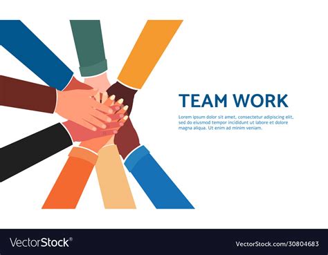 Teamwork Banner Template With Connected Hands Vector Image