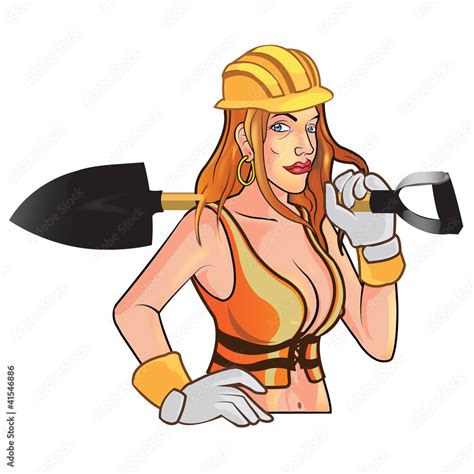 Sexy Construction Worker Mascot Stock Vector Adobe Stock
