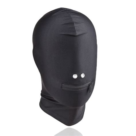 Unisex Blindfold Head Mask Black Breathable Face Cover Mouth Open
