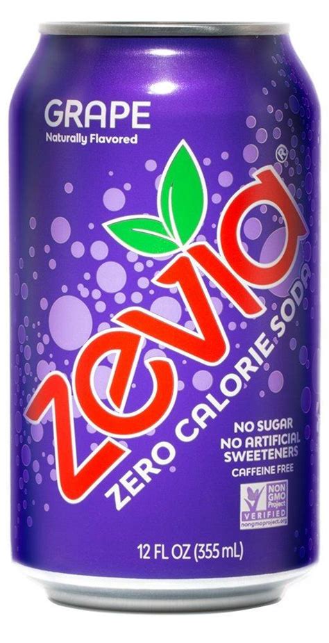 Zevia Zero Calorie Soda Grape Naturally Sweetened Soda 24 12 Ounce