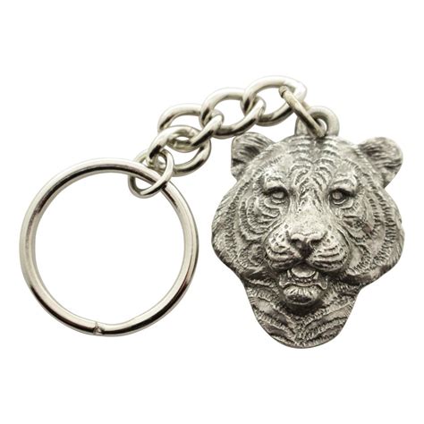 Tiger Head Keychain ~ Antiqued Pewter ~ Keychain ~ Sarahs Treats