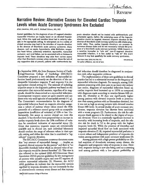 Pdf Narrative Review Alternative Causes For Elevated Cardiac