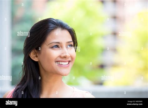 Closeup Headshot Portrait Smiling Joyful Happy Young Woman Looking