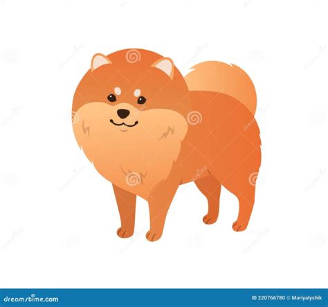 Small Pomeranian In Color And Black And White Cartoon Vector