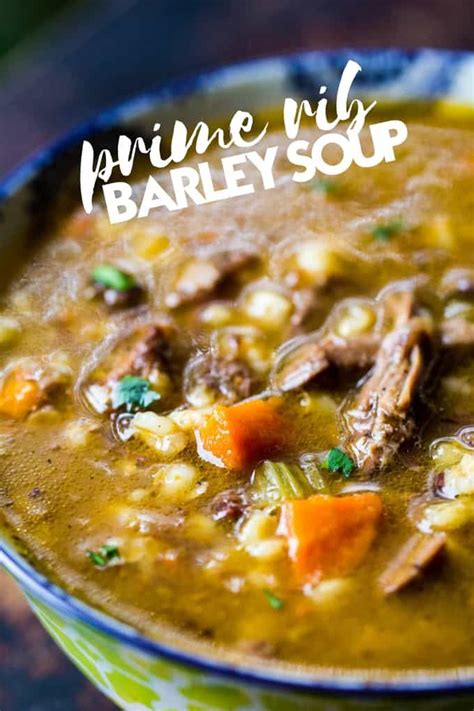 Leftover holiday indulgence transforms into nourishing soup. Beef Barley Soup with Prime Rib | Recipe | Prime rib soup ...