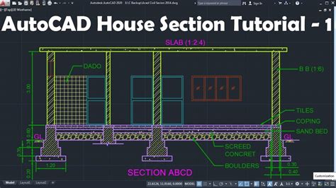 Autocad House Section Drawing Tutorial 1 Of 3 Youtube