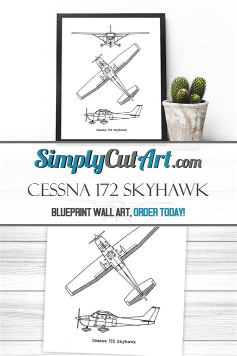 Cessna 172 Skyhawk Print Aircraft Blueprint Art 8x10 Cessna 172