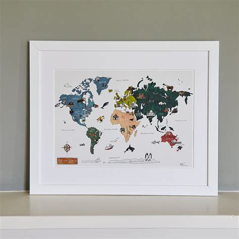 World Map Fine Art Print Katie Cardew Illustrations