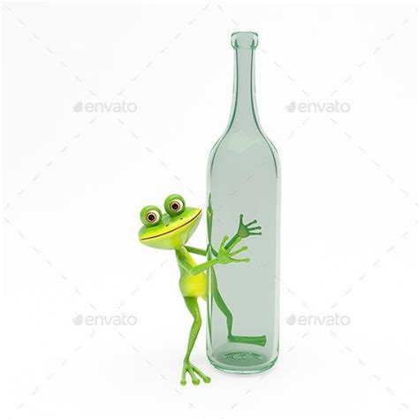 3d Illustration Green Frog With A Green Bottle By Brux Graphicriver